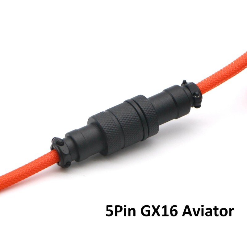 Pro Coiled Keyboard Cable Double-Sleeved 5Pin GX16 Aviator 1.2m USB C Orange gallery