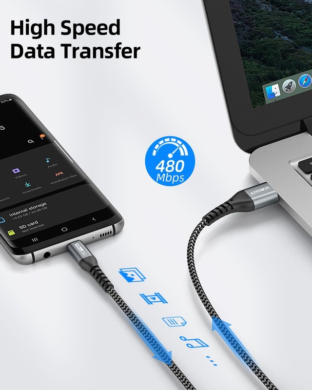 SUNGUY Long USB C Cable 15FT, 3A USB to USB Type C Cable Fast Charging USB 2.... gallery