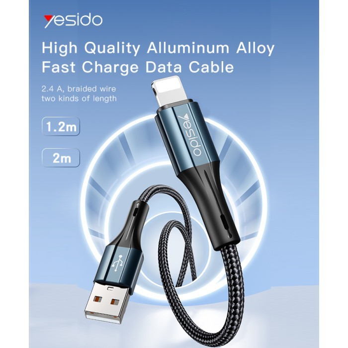 Yesido CA94 2M USB to 8-Pin /Type-C/Micro 18W Fast Charging Braided Cable gallery