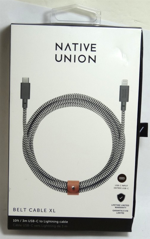Native Union MFi certified 10′ LONG Lightning-to-USB Type C Cable – Zebra