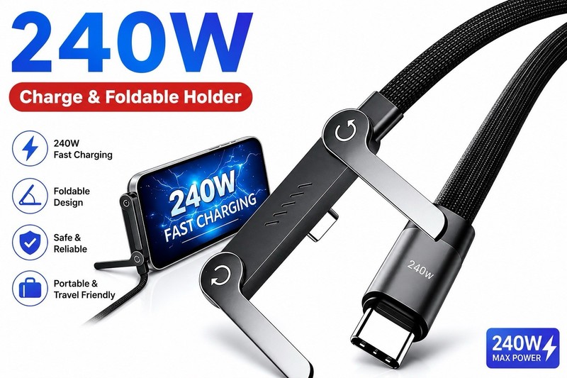 240W Fast Charging Cable Invisible Phone Holder Stand | Play While Charging