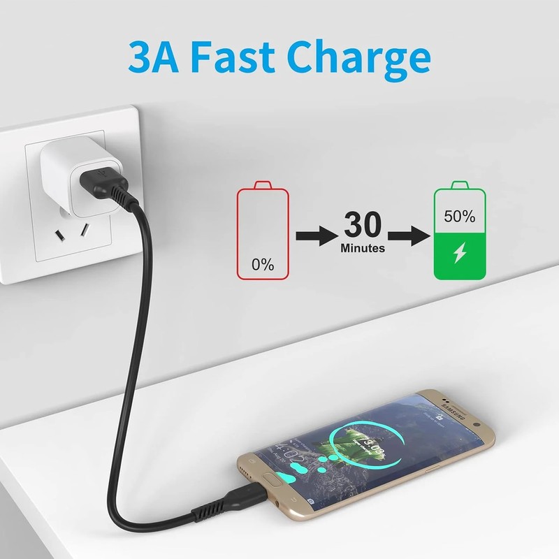 Short Micro USB Cable 1ft [5 Pack] USB 2.0 Micro USB Charging Cable Android Char gallery
