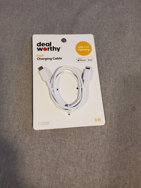 Deal Worthy Fast Home Charging Cable, USB-C Cable, iPhone iPad, New gallery