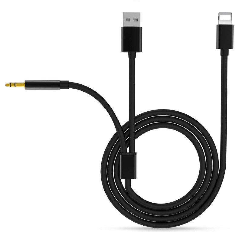 2 in 1 Audio Charging Cable for iPhone to 3.5mm Aux Cord Audio Jack 1m 3ft