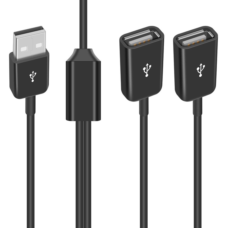 Upgraded USB Splitter Y Cable 1FT/30cm, USB 2.0 Male to 2 Female Extender Cor…