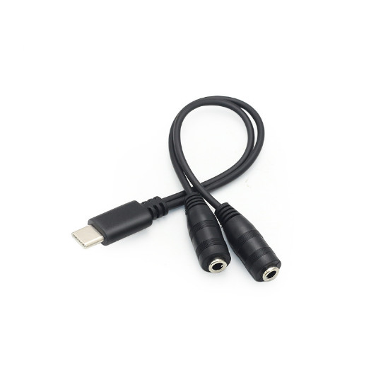 5pcs Type-C to 3.5mm Jack Stereo Audio Splitter 1 Male To 2 Female Adapter Cable gallery