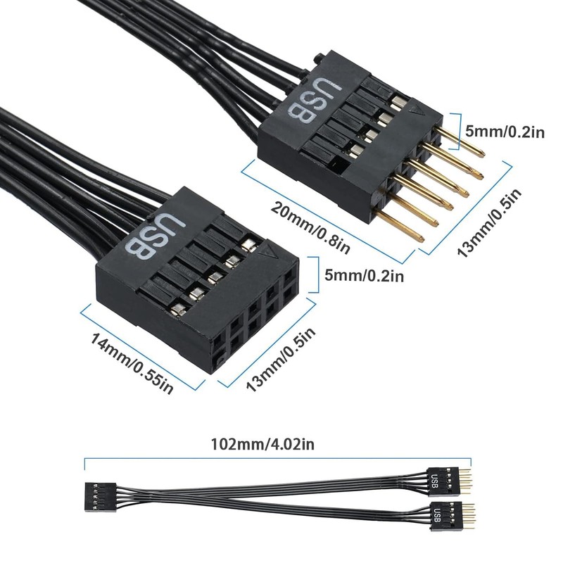 9 PIN USB2.0 Extension Cable, 9PIN Female to Dual 9 PIN Expansion Splitter fo... gallery