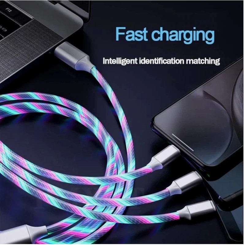 3 in 1 LED Light Glowing Charging Cable 3A Micro USB C Type C gallery