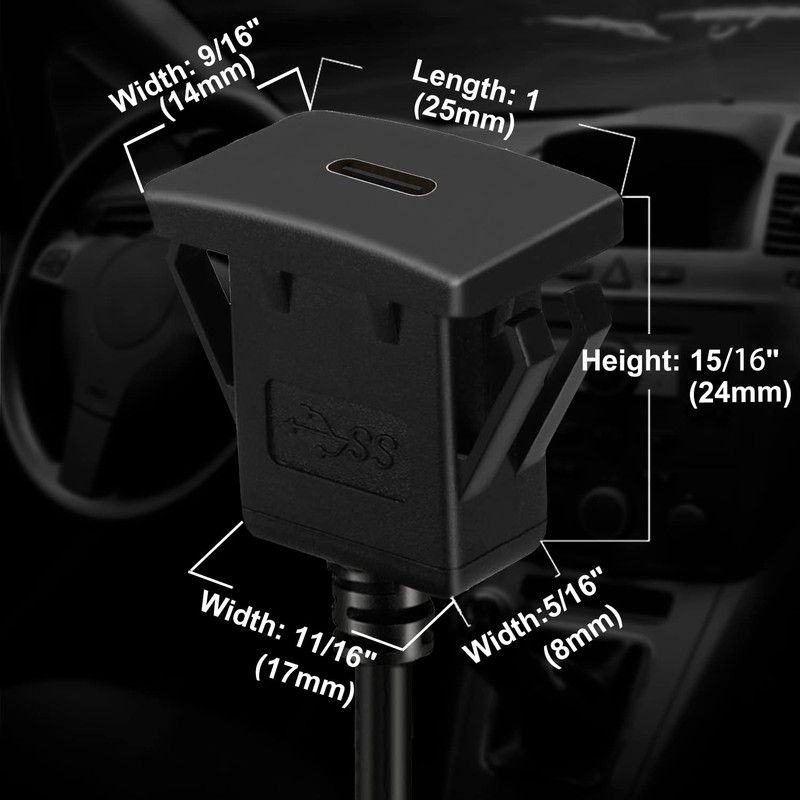 Square Type C 3.1 Car Flush Mount Cable USB C 3.1 Panel Mount Male to Female Ext gallery