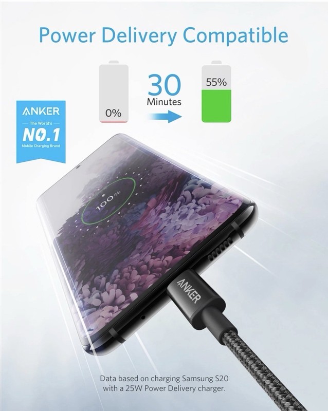 Anker USB C Cable New Nylon USB C to USB C Cable 2Pack 6ft 60W gallery