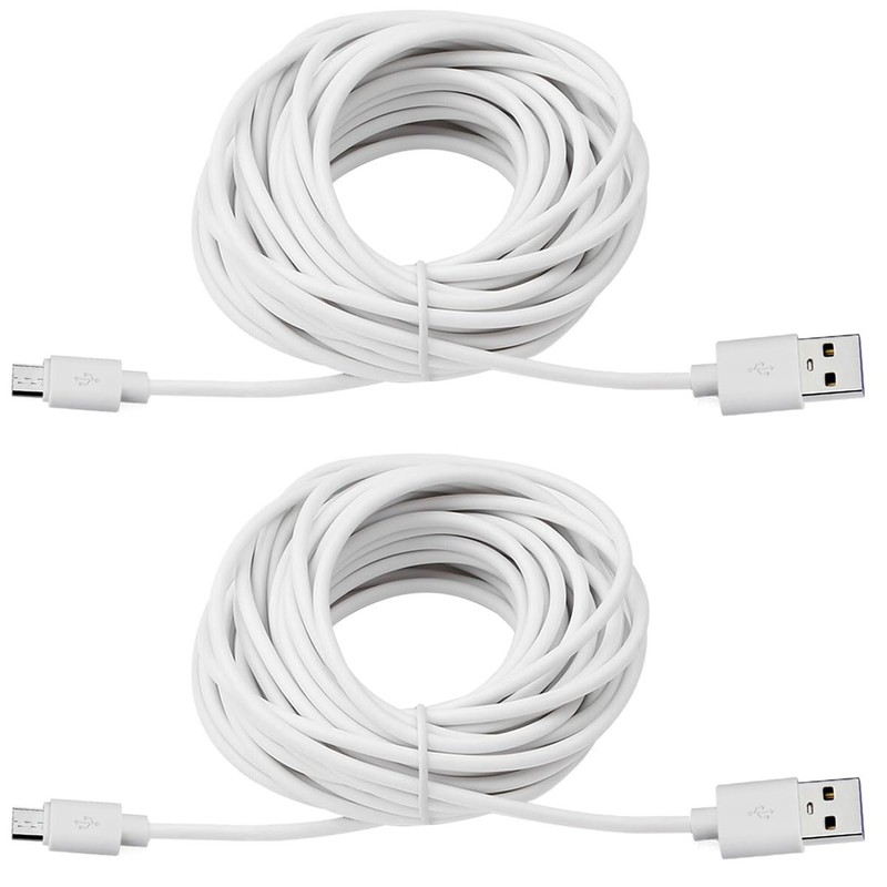 2Pack 25ft USB to Micro USB Extension Power Cable Compatible for Wyze Cam, Oc…