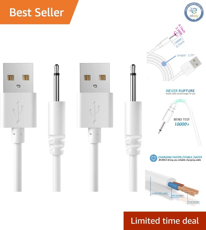Fast-Charging 2.7FT USB DC Cable – 2 Pack, Pure Copper for Ultimate Durability