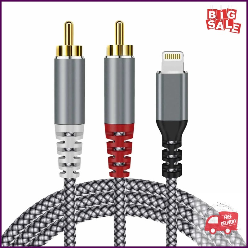 [MFi Certified] Compatible with Lightning to RCA Cable Audio Adapter, 4FT iOS to