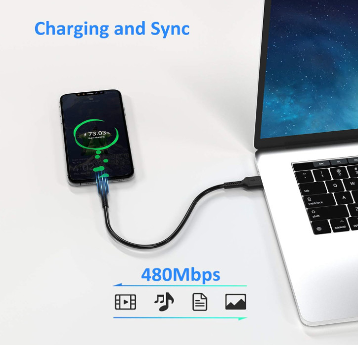 6 Inch Short Fast Charging Cord, 5 Pack Durable USB a to USB Type C 3A Cable for gallery