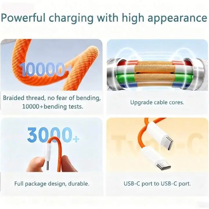 USB-C to Type C Fast Charging Cable for iPhone 17 16 15 Nylon Data Cable 2M gallery