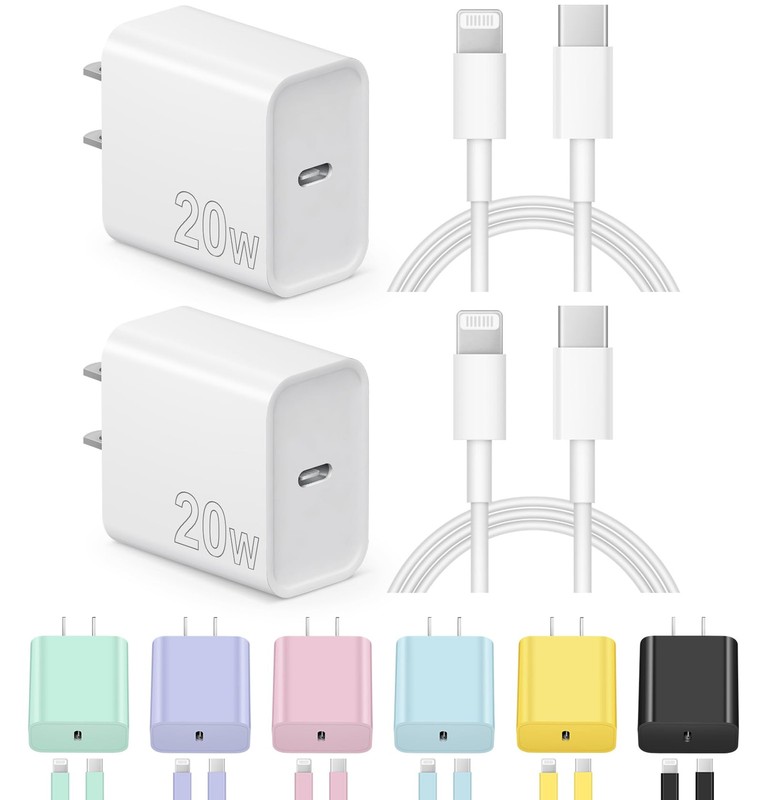 6FT iPhone Charger Cord 20W PD Fast Charging Cable and Wall Adapter Bundle