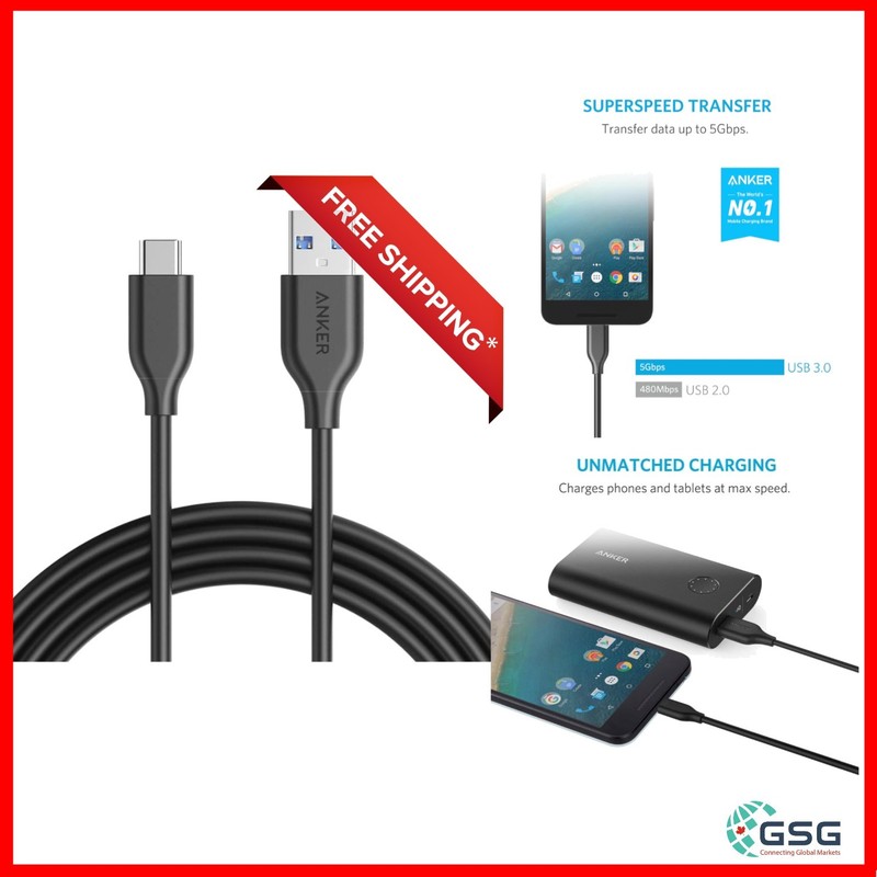 6ft Nylon USB C Charger Cable - Tangle-Free, 5 Gbps Transfer Speed, 56K Resistor