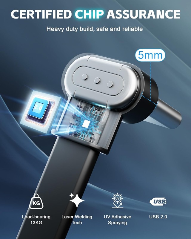 USB to USB Cable 6ft, 60W Charger Fast Charging, Nylon Braided Right Angle US... gallery