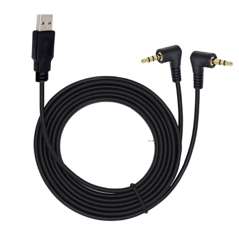 2 in 1 3.5mm Male AUX Car Stereo Jack Cables to USB 2.0 Male Charge Cable