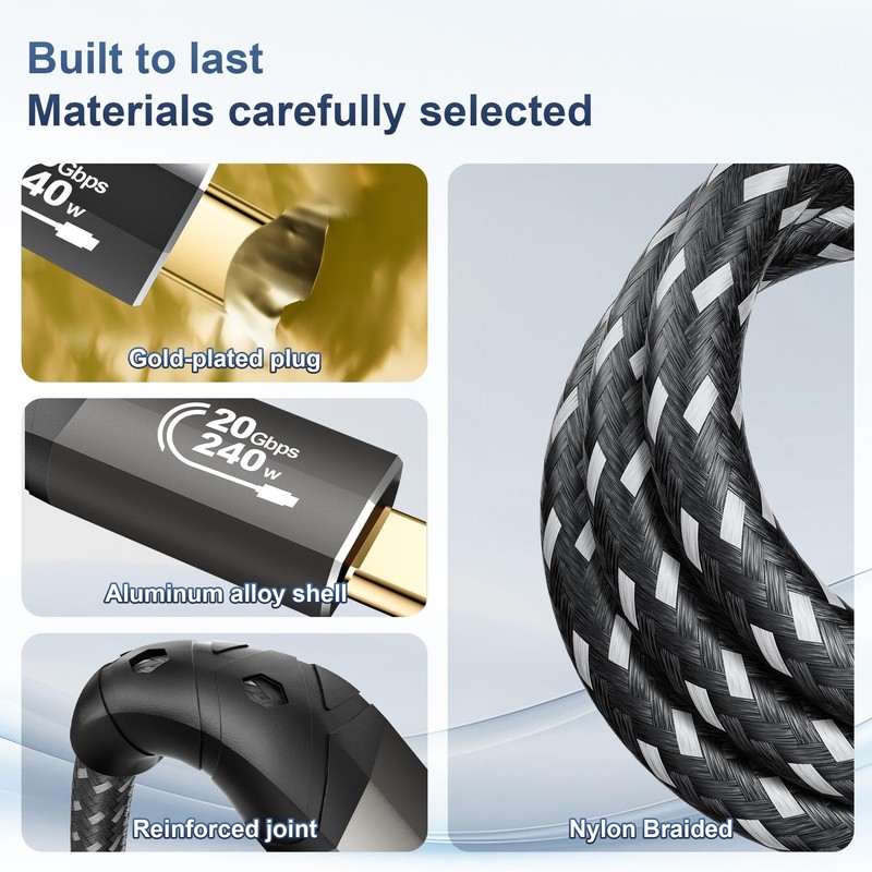 USB C Extension Cable 10FT USB 3.2 20Gbps PD 3.1 240W 8K@30Hz 4K@60Hz gallery