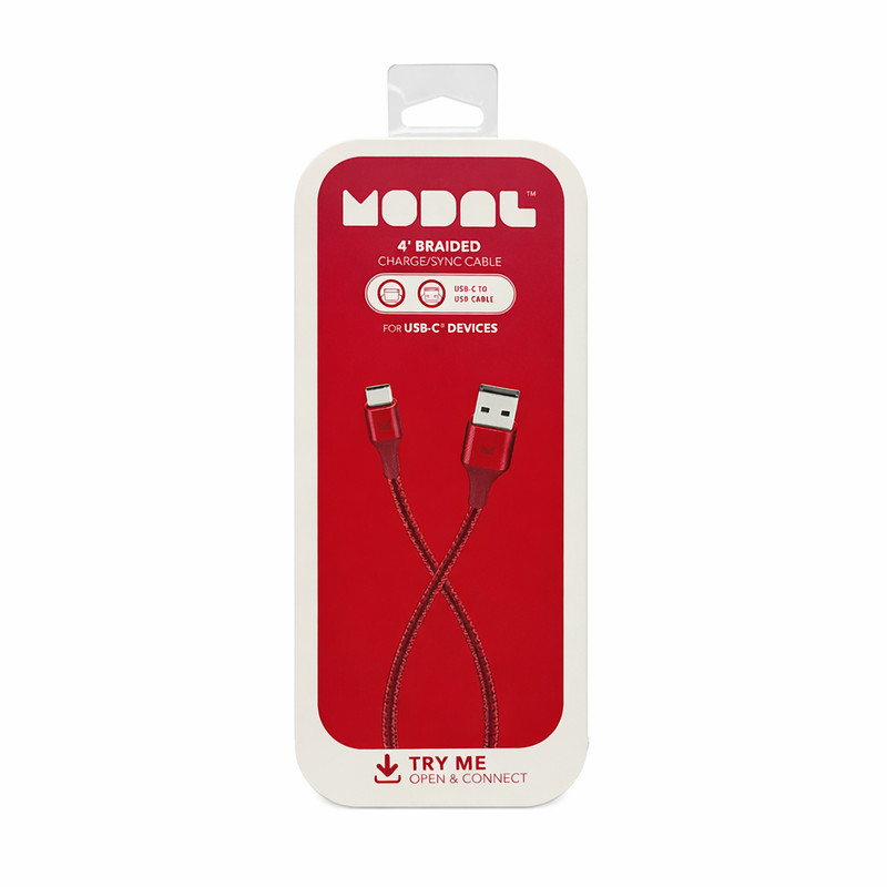 Modal USB to USB-C Type C Braided Cable 10FT in Red – TYPE C 4 FT