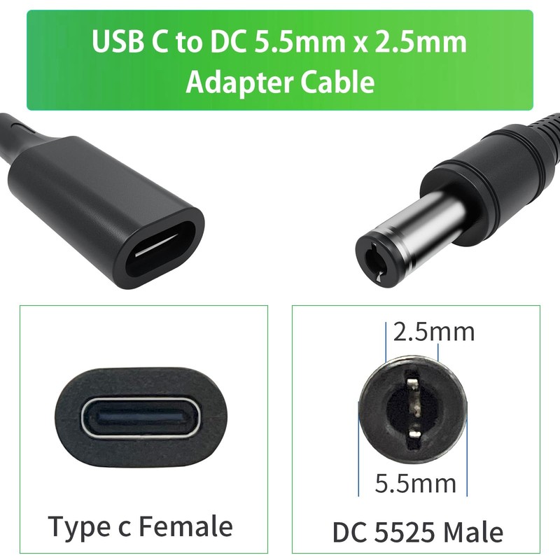 PD USB to DC Adapter Cable, 1Pack 3.28Ft -Female to DC 5.5x2.5mm Power Chargi... gallery