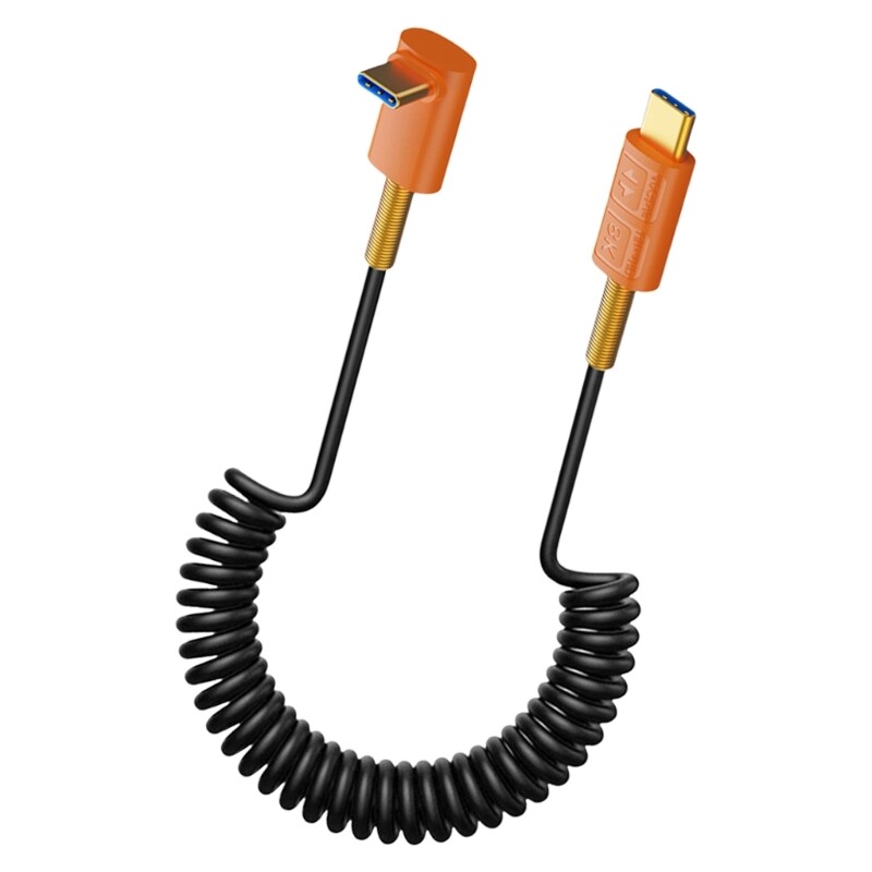 USB Type C Spring Coiled Cable Wire Double Male End Connectors Wire 240w Power gallery