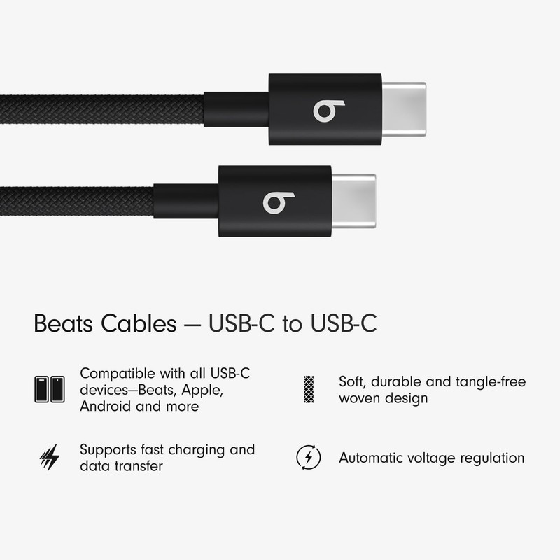 USB-C to USB-C Woven Cable (1.5m / 5ft) – Bolt Black gallery