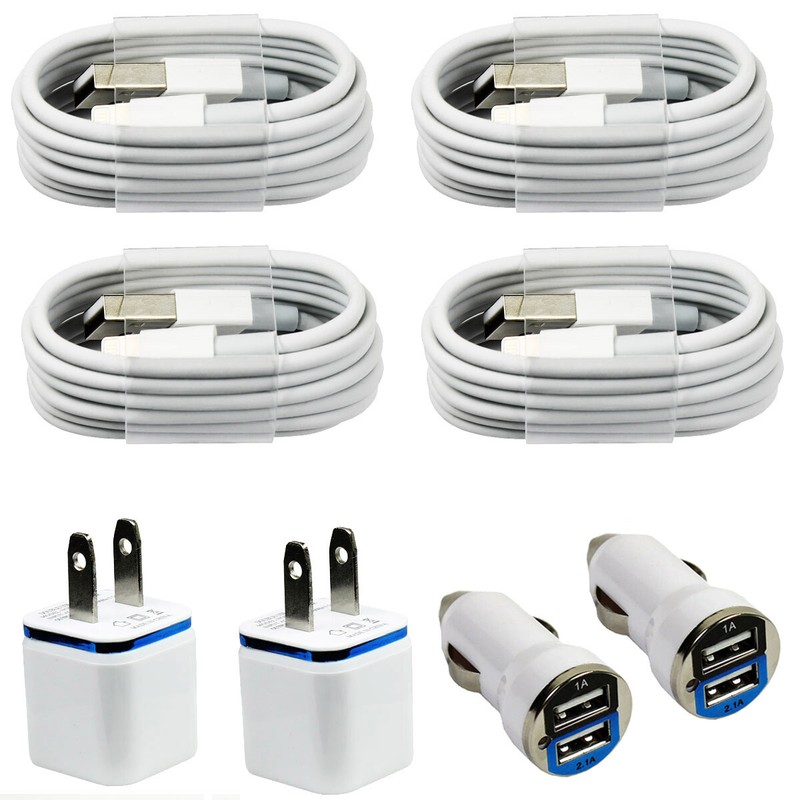 4x Sync Charging Kit – Charge Cords Wall & Car Chargers for iPhone 14 13 12 11 X