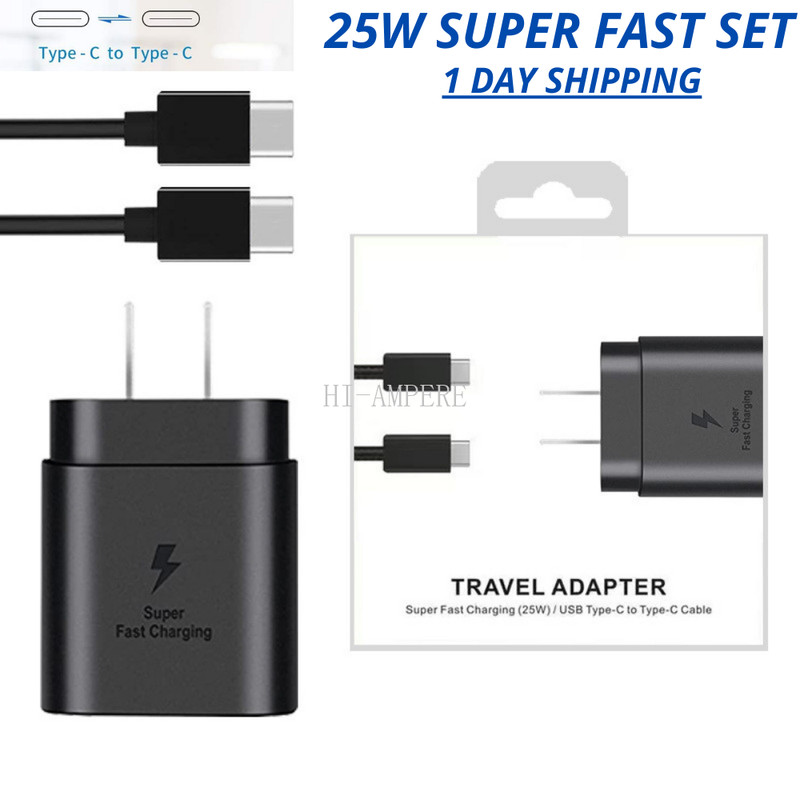 For Samsung Galaxy S20 S21 S22 S23+ Ultra 25W Super Fast Wall Charger 3ft Cable gallery