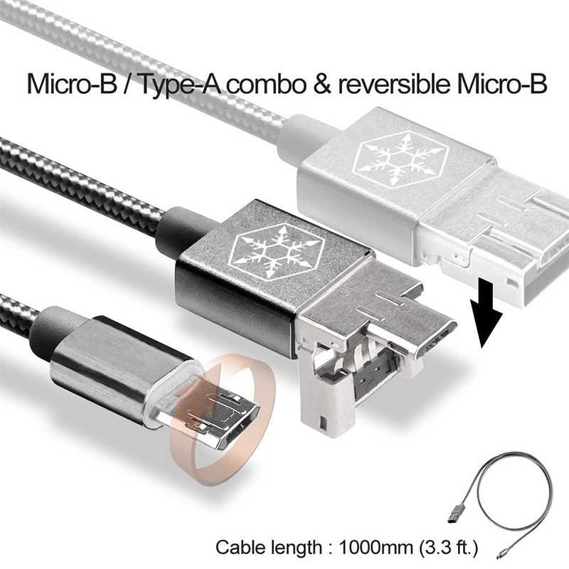 Silverstone CPU02C 2 in 1 Micro-USB Combo USB-A to Micro-B Cable gallery