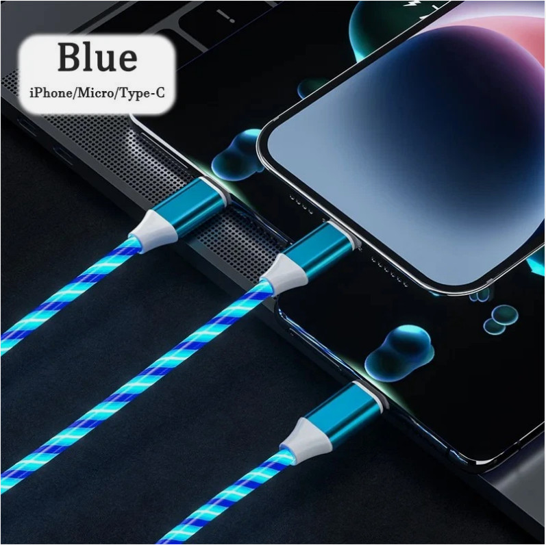 3 in 1 LED Light Glowing Charging Cable 3A Micro USB C Type C gallery