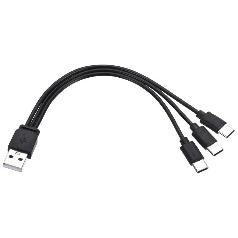 Multi Charging Cable, 3 in 1 USB A to USB Type C Splitter 8", Black