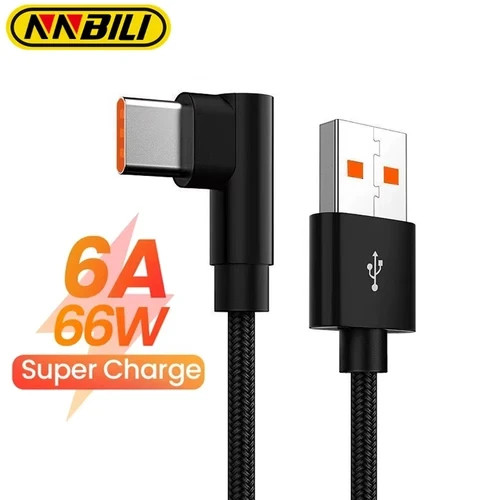 10ft 66W Fast Charging Cable USB A to C 90 Degree Right Angle for Android Phone gallery