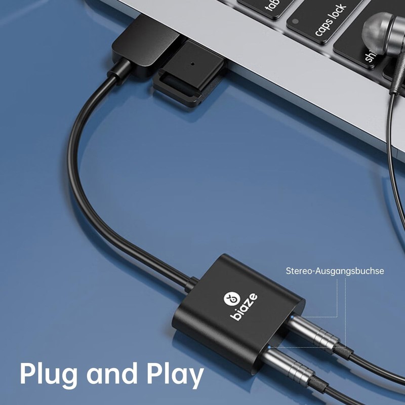 USB to 3.5mm Audio Adapter Sound Card, Headphone & Microphone Jack for PC, PS4, gallery