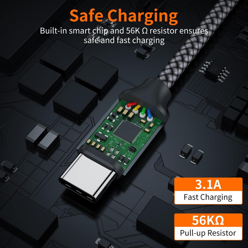 Short USB C Cable (1Ft 3-Pack), USB a to Type-C Charger Cord 3.1A Fast Charging gallery