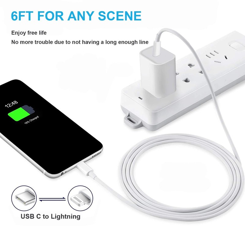 iPhone Charger Fast Charging,Fast 20W PD 6FT(1Pack C-L), White gallery