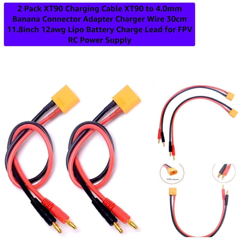 High-Capacity XT90 to 4.0mm Banana Charger Lead – Perfect for FPV RC Systems