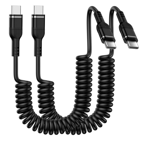 USB C Cable 3ft 2Pack,Retractable Coiled Type C Power Cord