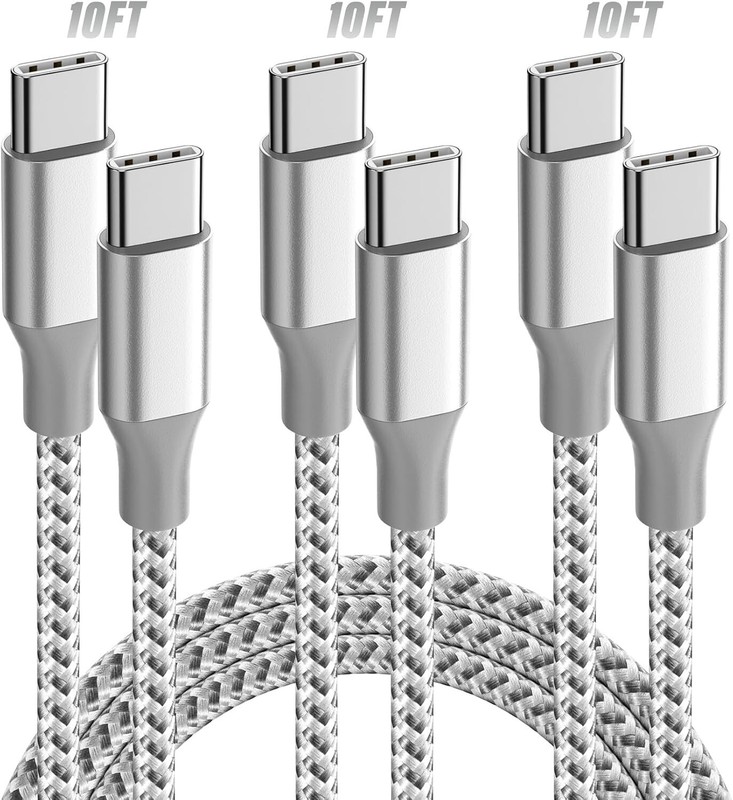 USB C Cable,3 Pack 10FT 60W USB C to USB C Cable Nylon Braided Type C Fast..B28