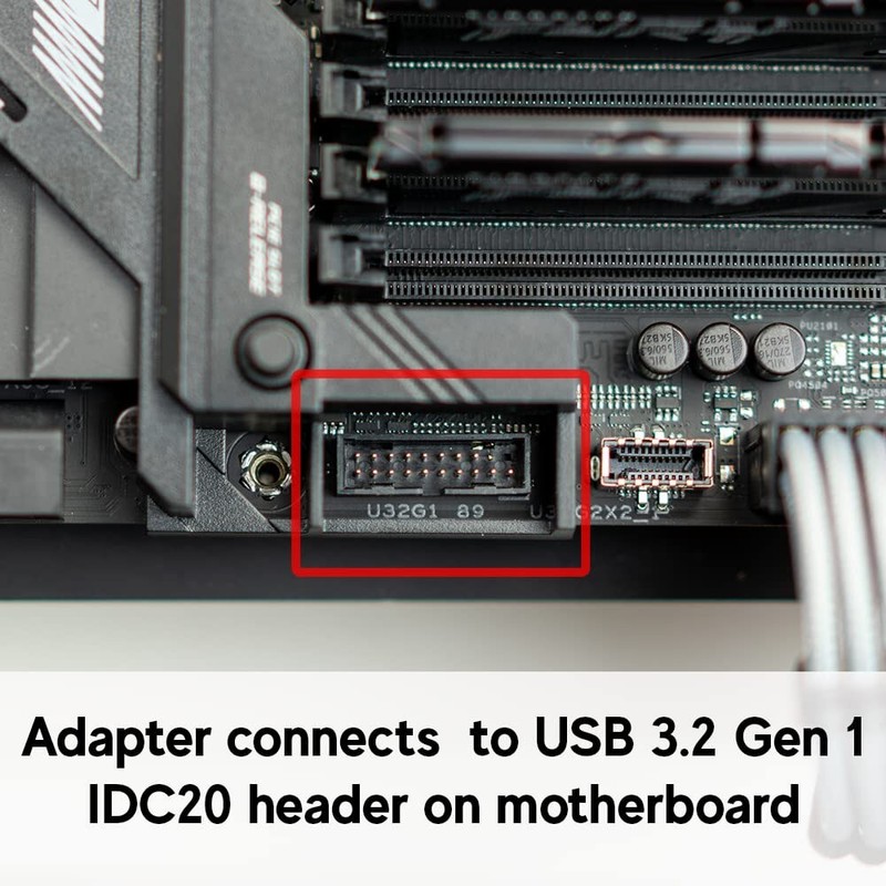 USB 3.2 Gen 2 Internal Adapter 20-Pin Male to Female 10Gbps 24cm Black gallery