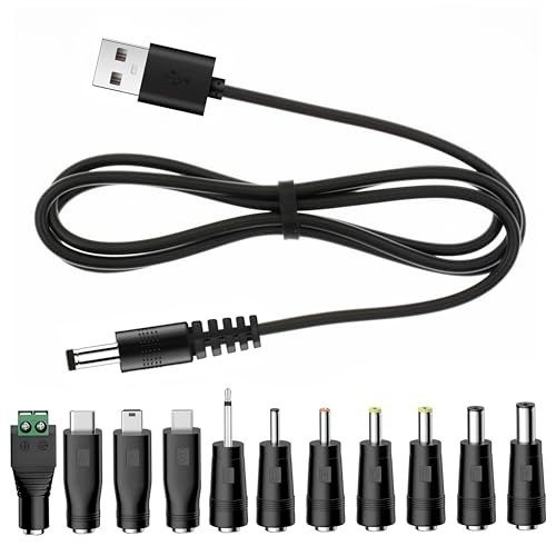 Universal Charger Power Core, 5V USB to DC 5.5x2.1mm, Charging Cable with 11... gallery