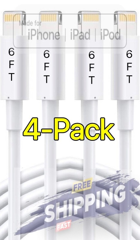 4-PACK 6FT USB Data Charger Cables Cords For Apple iPhone11 5 6 7PLUS 8 Xs MAX