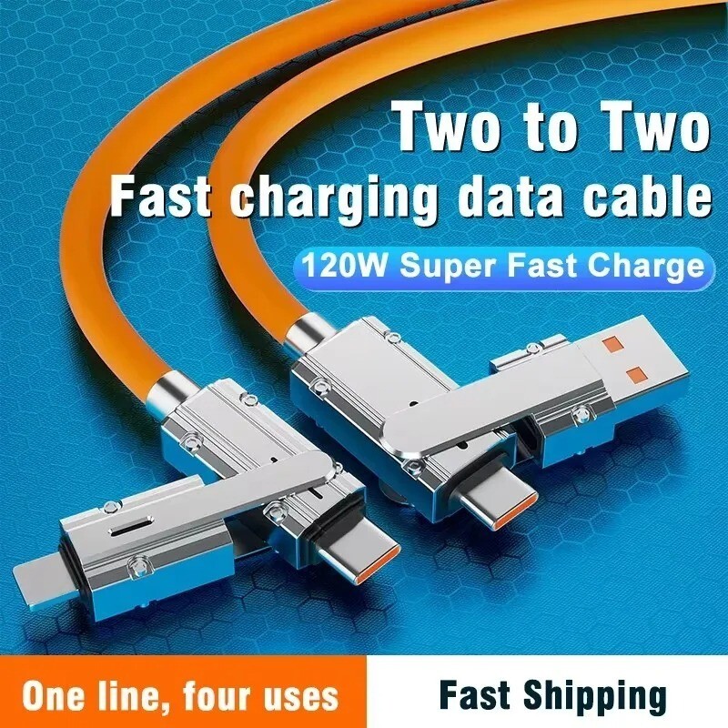4 In 1 120W USB Type C to Type C Cable for Honor Huawei 3 IN 1 PD 100W Fast Char gallery