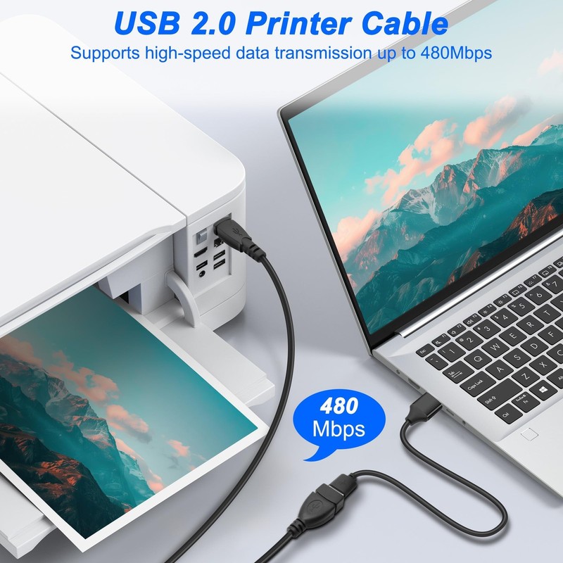2 PCS USB 2.0 Female To Type B Male Printer Extension Cable 50CM/1.64FT gallery