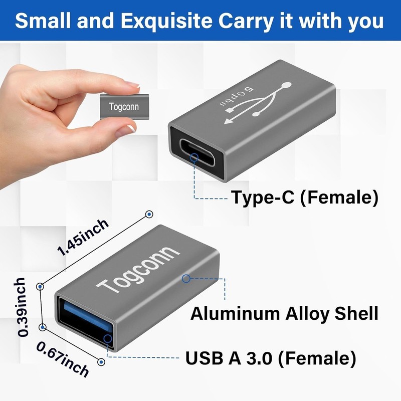 USB to USB C Adapter 2 Pack, Bi-Directional USB Type-C (Female) to USB Type-A gallery