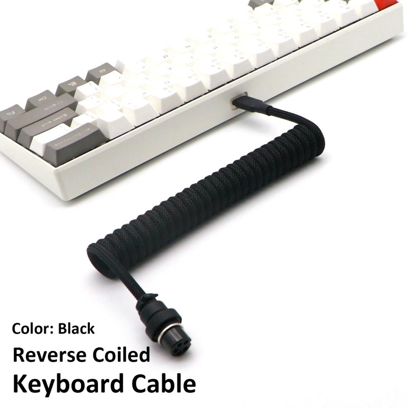 Black Pro Coiled Mechanical Keyboard Cable 5Pin GX16 Aviator 1.2m USB A to C gallery