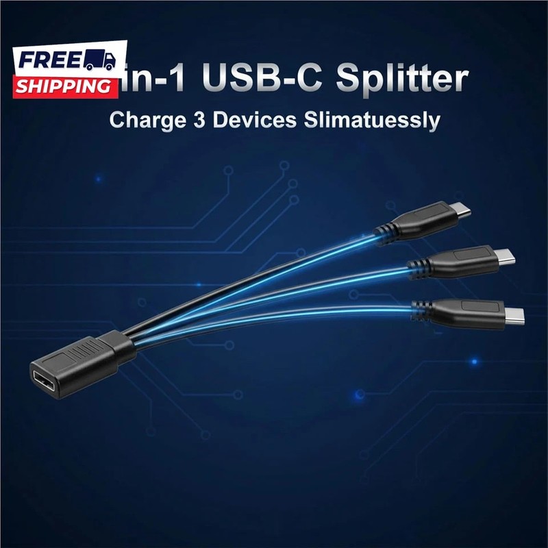 3 In 1 USB C Splitter Charge Cable USB Type C Female to 3 USB C Male Charging gallery