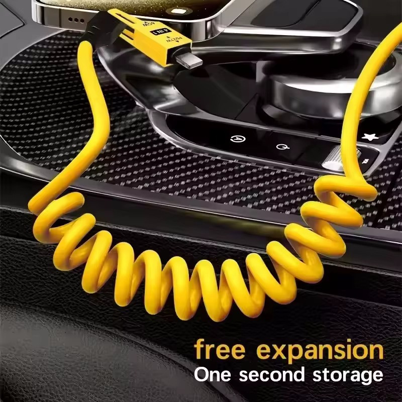 4 in 1 65W Spring Short Data Cable 6A USB Type C Spring USB Cable for iPhone gallery