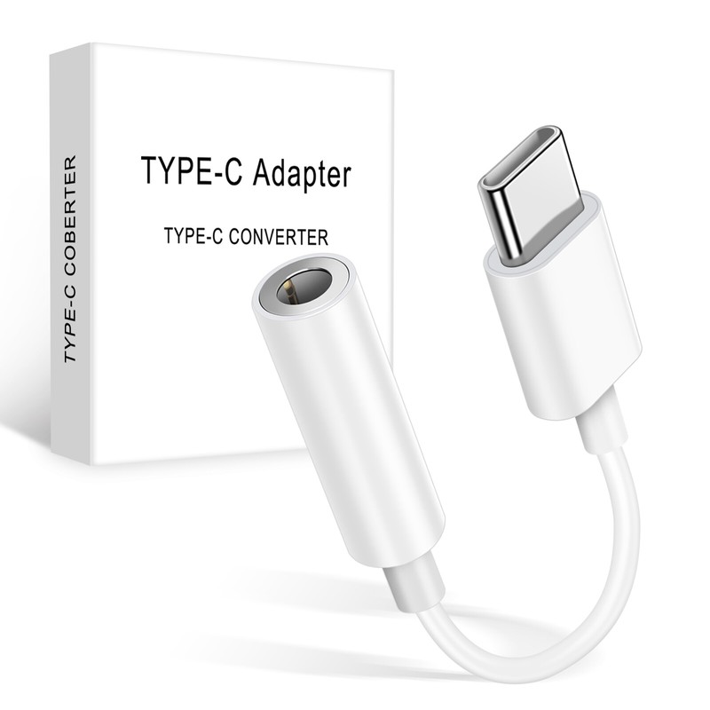 For Samsung S22/+/5G Headphone Adapter USB C to Aux Audio Dongle Mic Cable-White